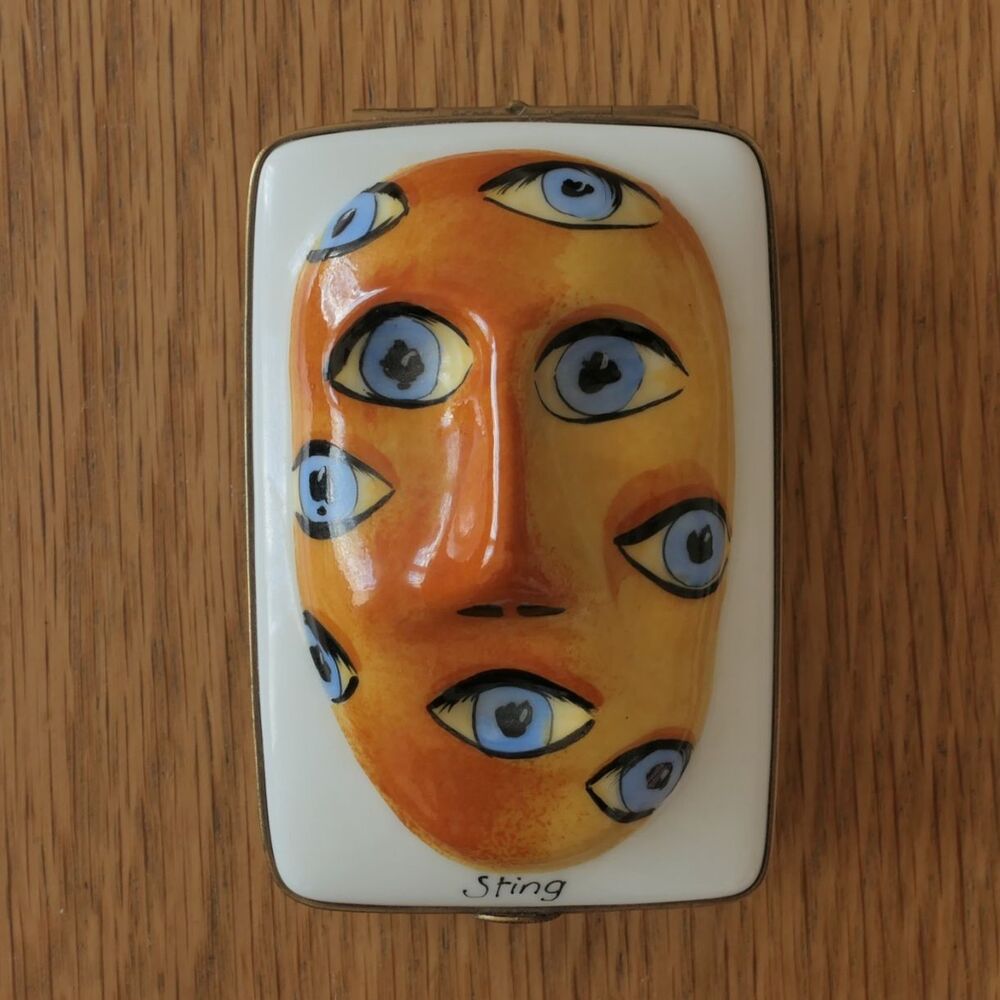 Sting Dubarry France Limoges "Mask" Limited Edition Trinket Box Eyes Maximalist